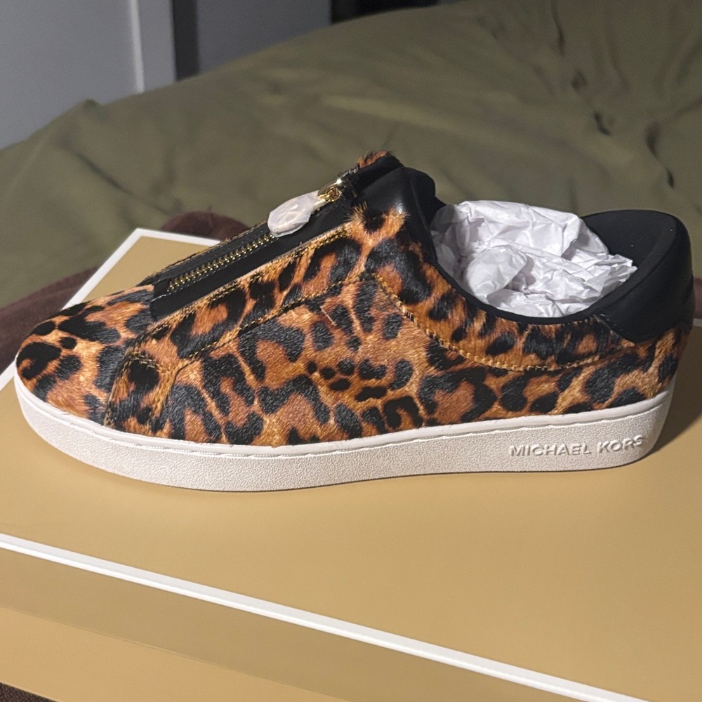 Michael Kors Animal Print Sneakers with Black Trim